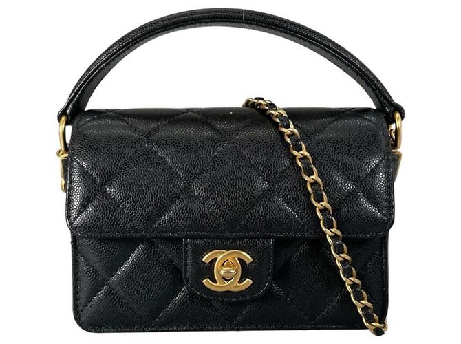 Borsa a mano in pelle nera trapuntata Chanel Nero - vista 2
