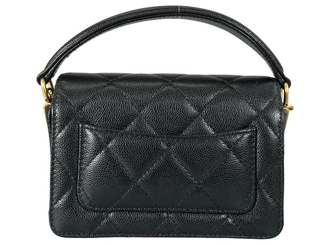 Borsa a mano in pelle nera trapuntata Chanel Nero - vista 4