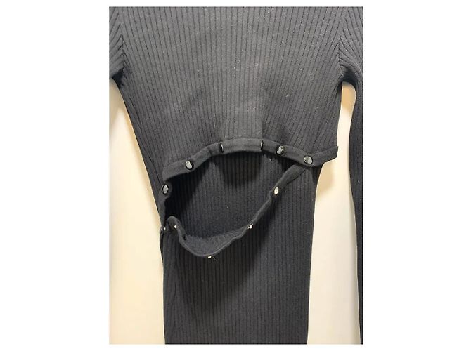 Courreges Black Ribbed Knit Dress - view 3