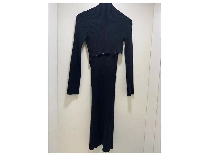 Courreges Black Ribbed Knit Dress - view 4