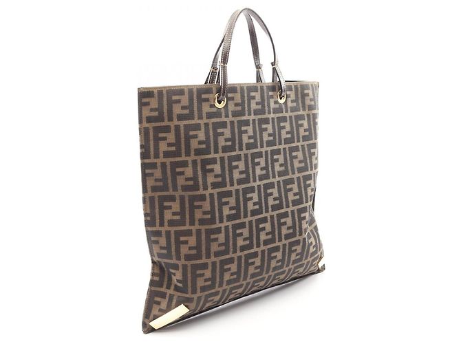Borsa Tote Fendi Zucca Marrone Pelle e Nylon - vista 2