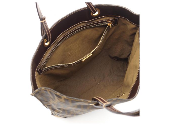 Borsa Tote Fendi Zucca Marrone Pelle e Nylon - vista 3