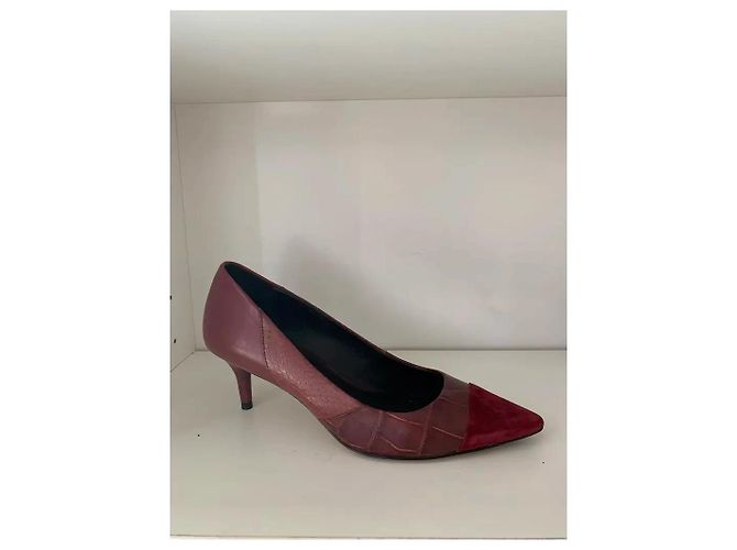 Décolleté Kitten Coach in pelle bordeaux Bordò - vista 2