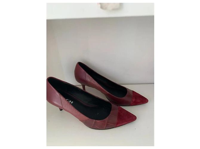 Décolleté Kitten Coach in pelle bordeaux Bordò - vista 3