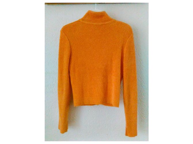 CHANEL STRUKTURIERTE STRICKJACKE. Orange - Ansicht 3