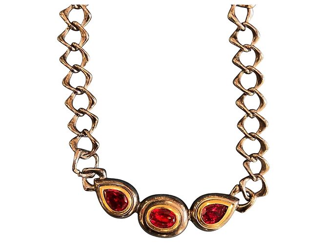 Collana in argento placcato Yves Saint Laurent con perle rosse - vista 2