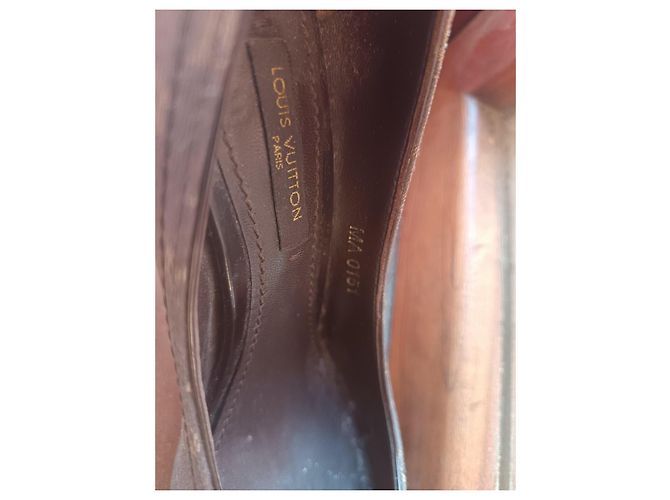 Décolleté Louis Vuitton Monogram Peep-Toe Marrone - vista 7