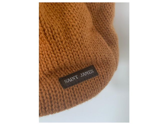 Borsa a secchiello Saint James in lana color caramello - vista 4
