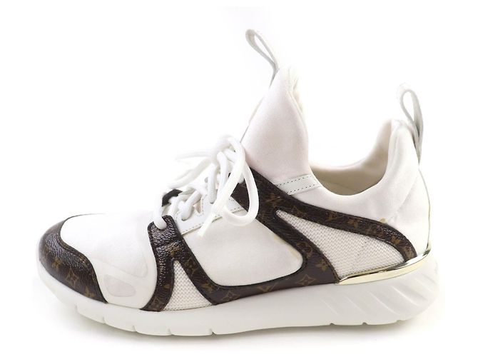 Sneakers in pelle Monogram Louis Vuitton Marrone Bianco - vista 4