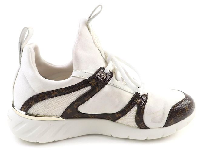 Sneakers in pelle Monogram Louis Vuitton Marrone Bianco - vista 5