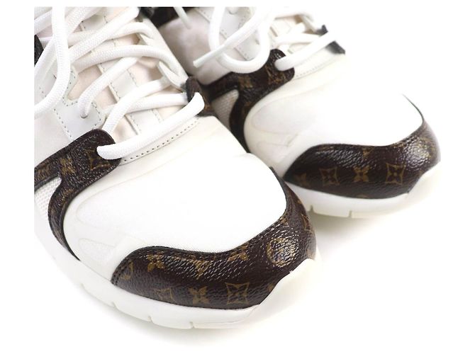 Sneakers in pelle Monogram Louis Vuitton Marrone Bianco - vista 7
