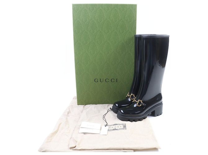 Botas largas de goma Horsebit Gucci Negro - vista 2