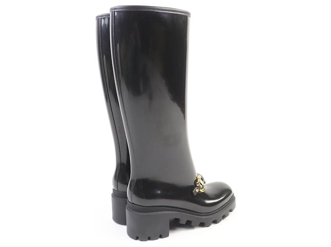 Botas largas de goma Horsebit Gucci Negro - vista 3