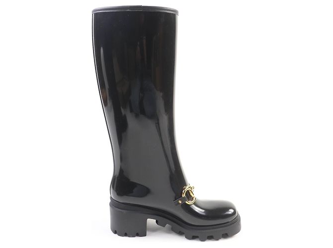 Botas largas de goma Horsebit Gucci Negro - vista 6