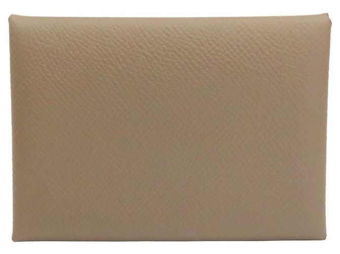 Tarjetero Calvi Duo en Epsom de Hermès Beige - vista 3