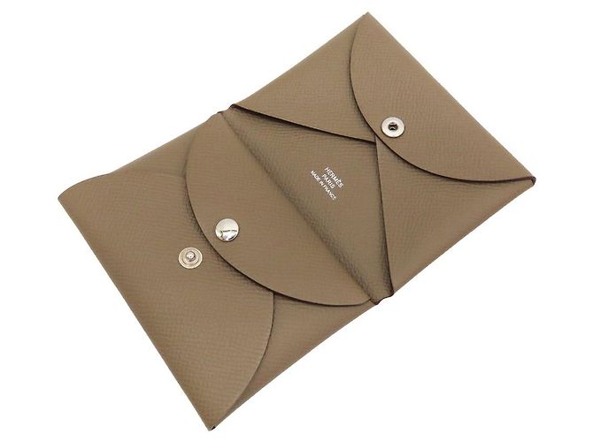 Tarjetero Calvi Duo en Epsom de Hermès Beige - vista 6