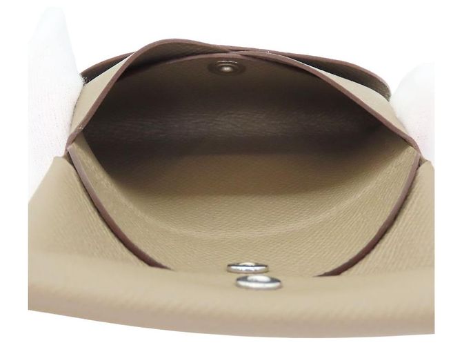 Tarjetero Calvi Duo en Epsom de Hermès Beige - vista 9