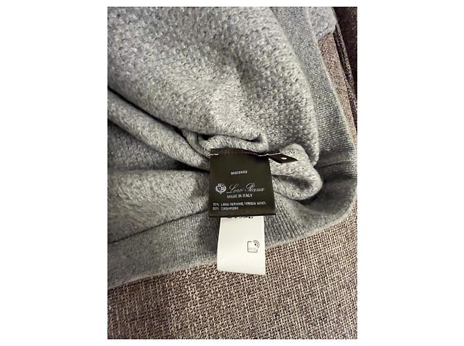 Grau Loro Piana Pullover aus Wolle und Kaschmir mit Knöpfen - Ansicht 10