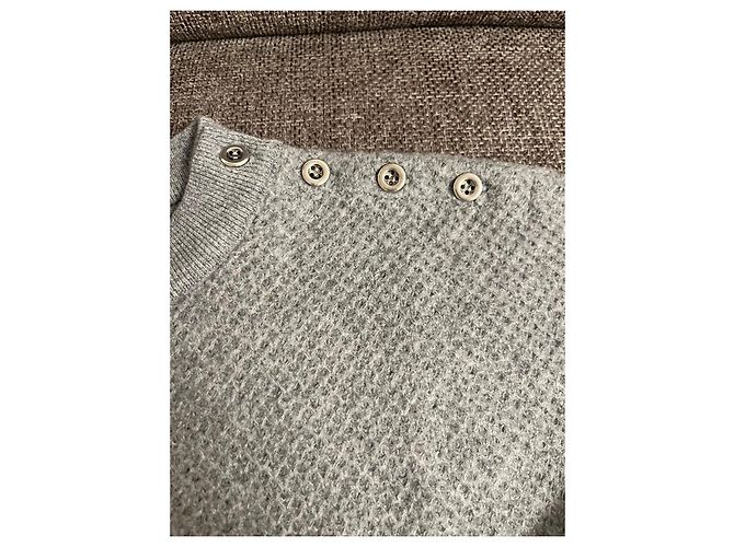 Grau Loro Piana Pullover aus Wolle und Kaschmir mit Knöpfen - Ansicht 6