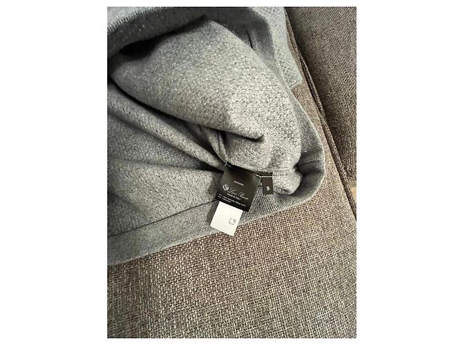 Grau Loro Piana Pullover aus Wolle und Kaschmir mit Knöpfen - Ansicht 7