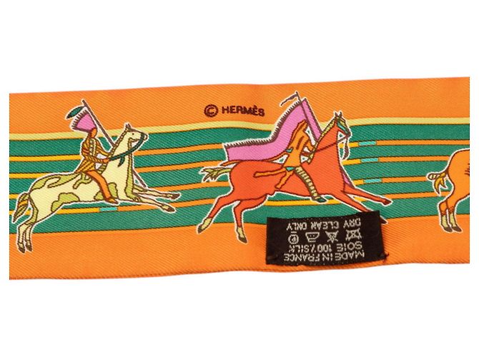Hermès Sciarpa Hermes Carre 90 Pani La Shar Pawnee Chief Multicolore Arancione - vista 3