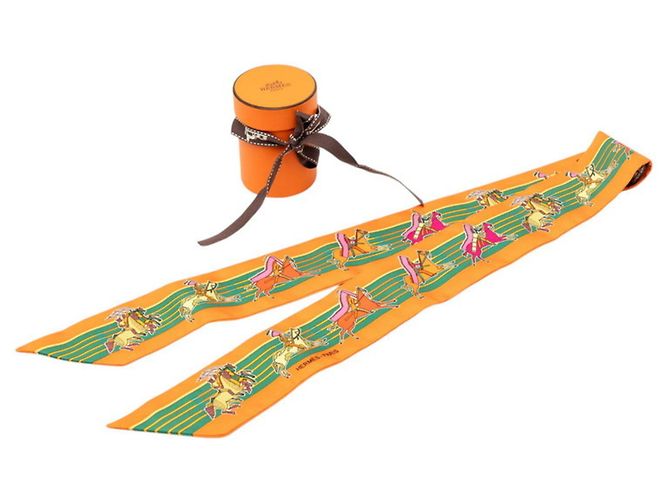 Hermès Sciarpa Hermes Carre 90 Pani La Shar Pawnee Chief Multicolore Arancione - vista 5