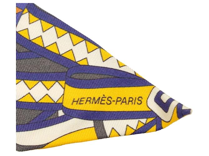 Foulard Hermès Twilly LES FLOTS DU CHEVAL Arancione Porpora Giallo - vista 2