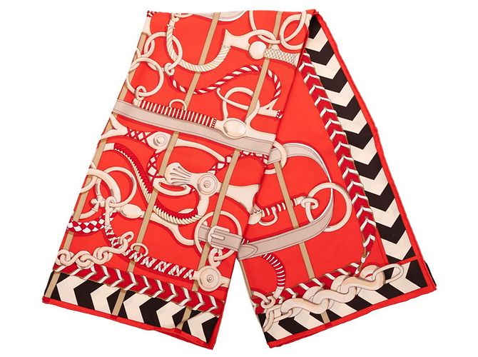 Hermès Hermes Carre 90 Panoplie Equestre Scarf Red Multiple colors - view 2