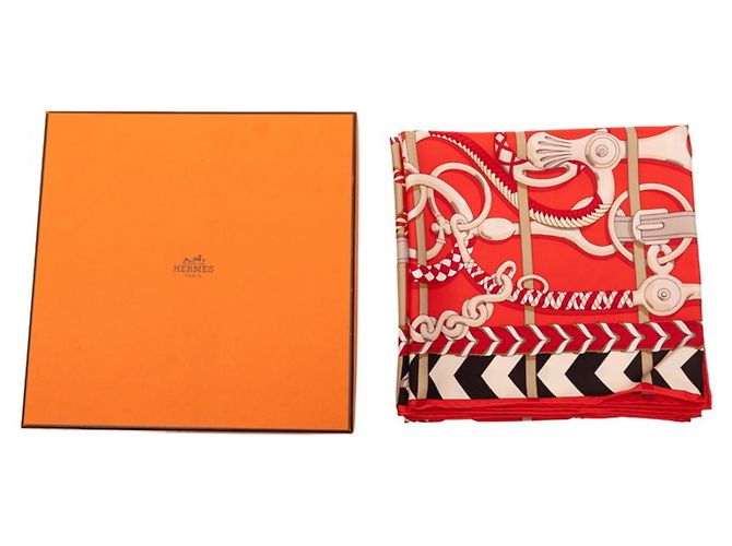 Hermès Hermes Carre 90 Panoplie Equestre Scarf Red Multiple colors - view 7