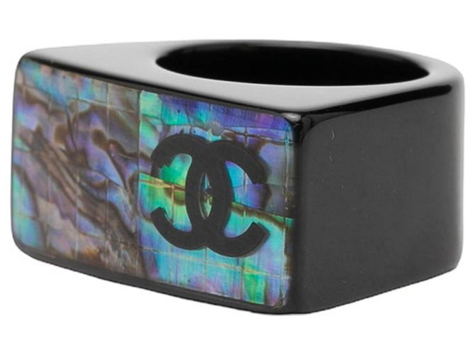 Anello a fascia Coco Mark di Chanel Nero Blu - vista 2