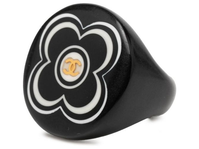 Chanel Coco Mark Blumenmotiv Ring Schwarz - Ansicht 2