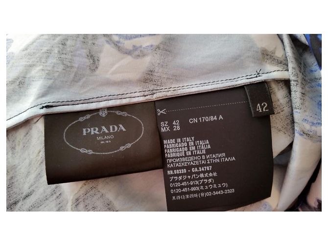 PRADA POPLINE-KLEID EGYPT ROSE S COBALT. Schwarz Weiß Blau - Ansicht 4