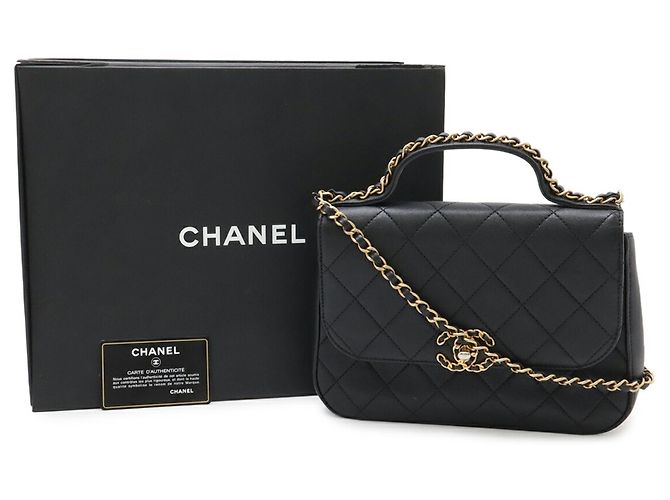 Borsa a mano in pelle nera trapuntata Chanel Nero - vista 10