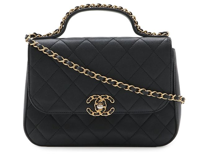 Borsa a mano in pelle nera trapuntata Chanel Nero - vista 2
