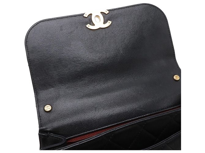 Borsa a mano in pelle nera trapuntata Chanel Nero - vista 9