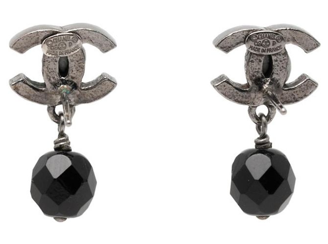 Boucles d'oreilles Coco Mark de Chanel Noir Argenté - vue 2