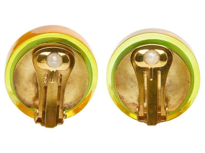Orecchini a clip in resina arancione vintage di Chanel - vista 3