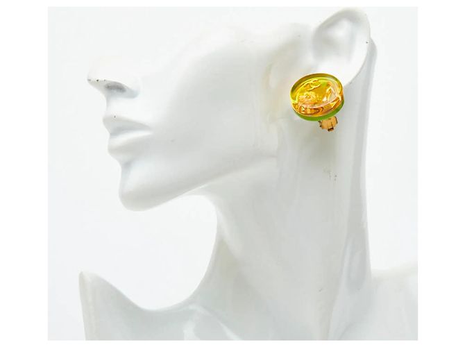 Orecchini a clip in resina arancione vintage di Chanel - vista 5