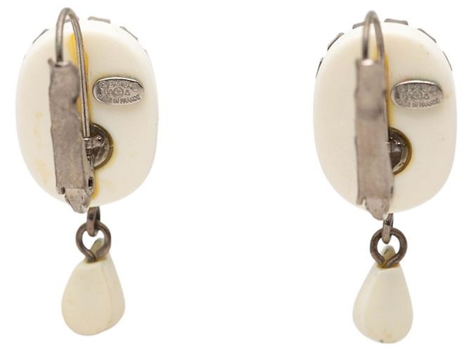 Chanel Logo Ohrstecker Silber Weiß - Ansicht 3