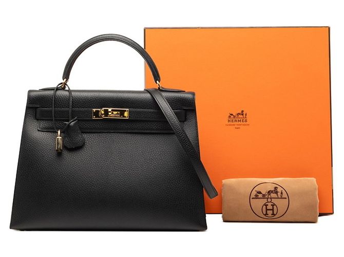 Borsa Kelly Hermès in pelle Ardennes nera Nero - vista 7