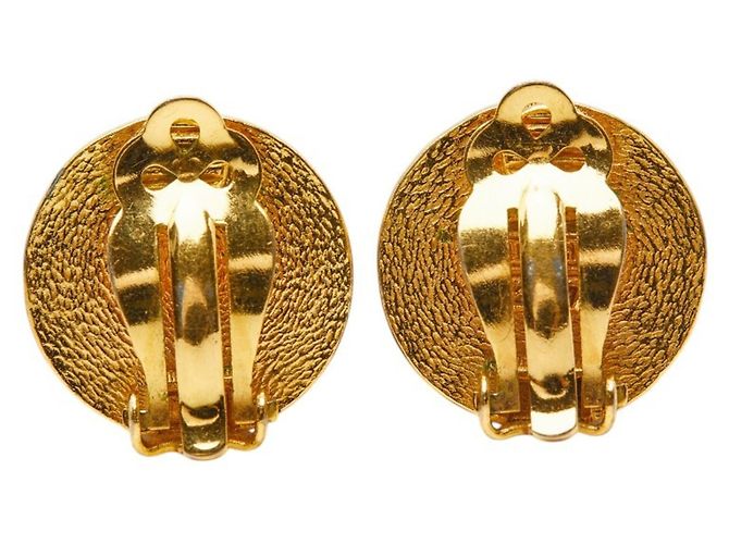 Orecchini vintage rotondi Coco Mark di Chanel Beige D'oro - vista 2