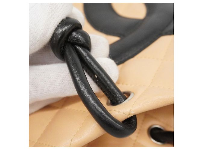 Chanel Cambon Lammleder Tote Bag Schwarz Beige - Ansicht 13