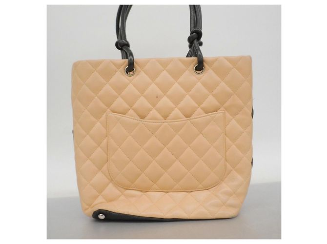 Chanel Cambon Lammleder Tote Bag Schwarz Beige - Ansicht 15