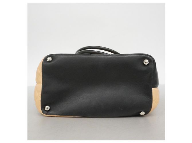 Chanel Cambon Lammleder Tote Bag Schwarz Beige - Ansicht 3