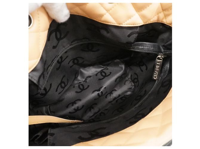 Chanel Cambon Lammleder Tote Bag Schwarz Beige - Ansicht 4