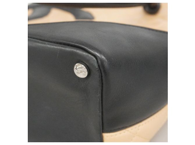 Chanel Cambon Lammleder Tote Bag Schwarz Beige - Ansicht 7