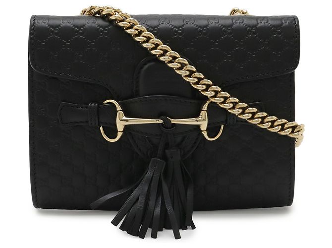 Borsa a catena Emily Horsebit Microguccissima di GUCCI Nero - vista 2