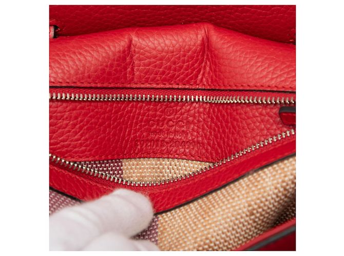 Borsa in pelle rossa Gucci Bamboo Daily Rosso - vista 5
