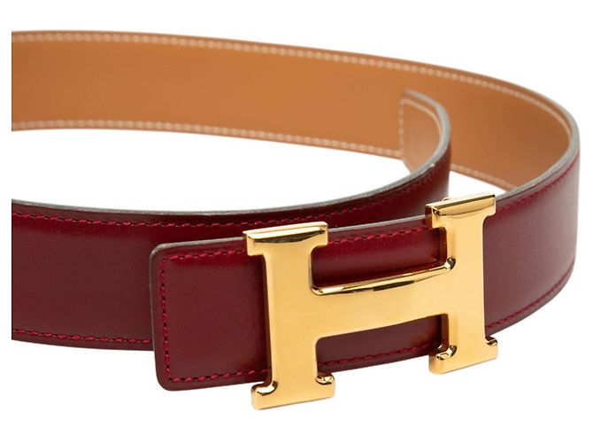 Cinturón H Constance de Hermès Roja Beige - vista 4