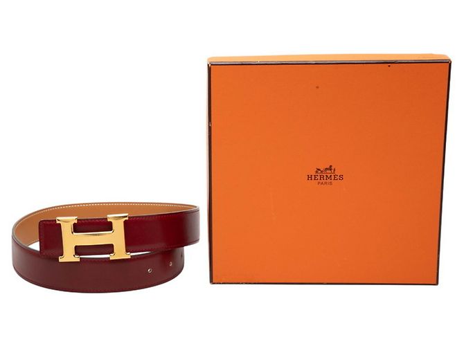 Cinturón H Constance de Hermès Roja Beige - vista 6